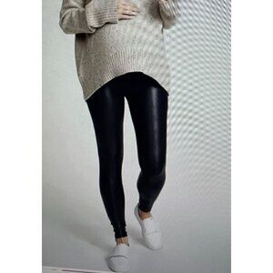 Spanx Mama Faux Leather Leggings High Waist Maternity Pants Very Black Size S